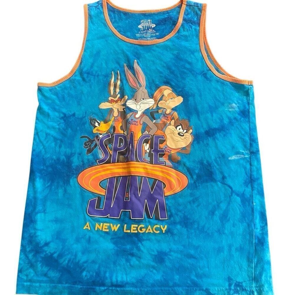 Space jams men’s medium tie dye blue orange tank top